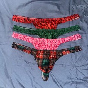 Men's Stretch Thong - Red, Green, Pink, Plaid
